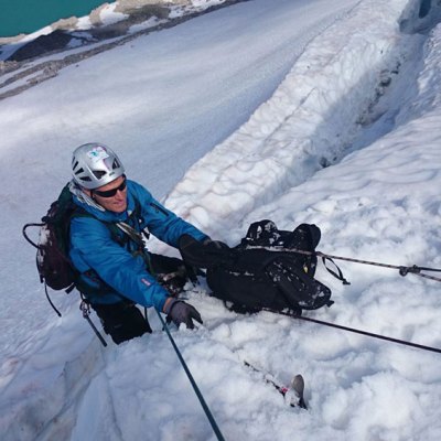 a man skiing in the snow