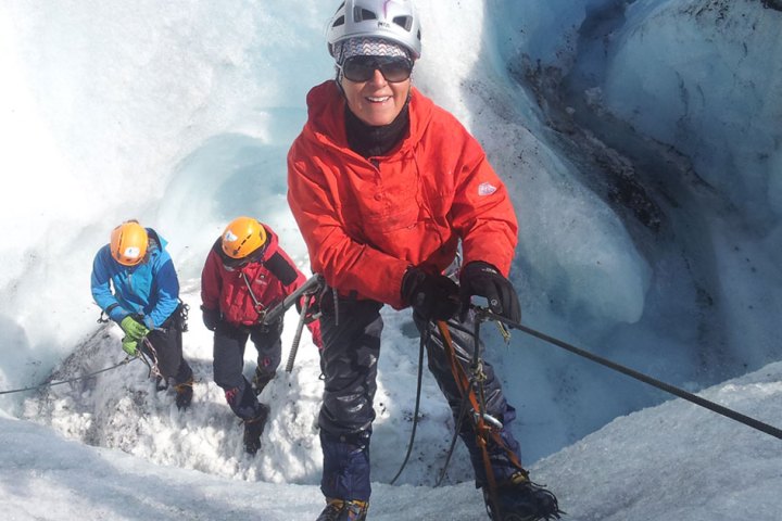 a man skiing in the snow